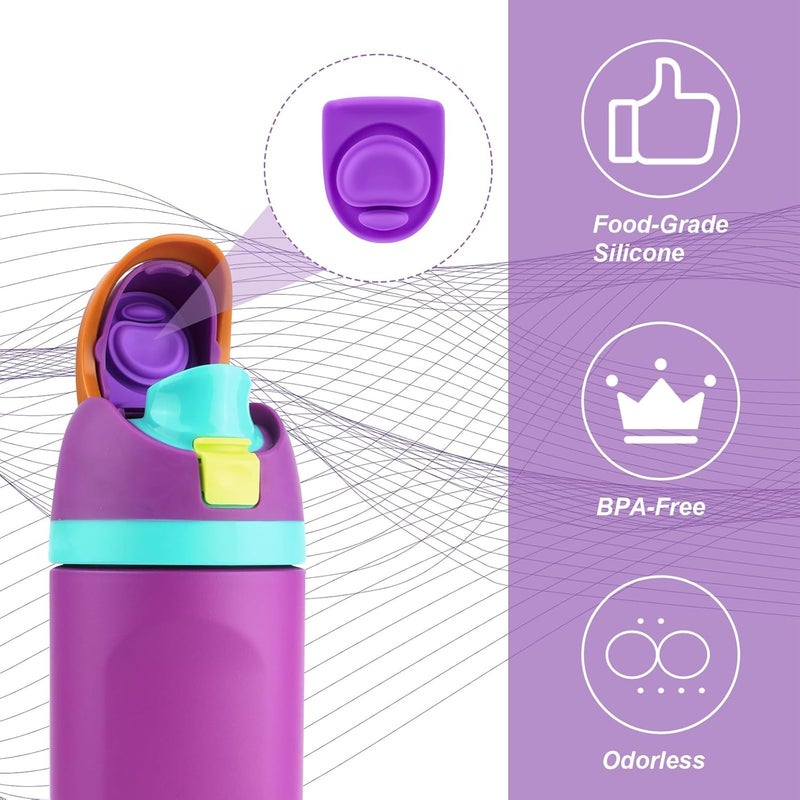 PEUTIER غطاء علوي زجاجة ماء 2 قطعة متوافق مع Owala FreeSip 24 أونصة 32 أونصة، قطع غيار استبدال سدادة سدادة سيليكون ملحقات ل Owala Free Sip 19/24/32/40 أونصة غطاء زجاجة فم (أرجواني) - Image 5